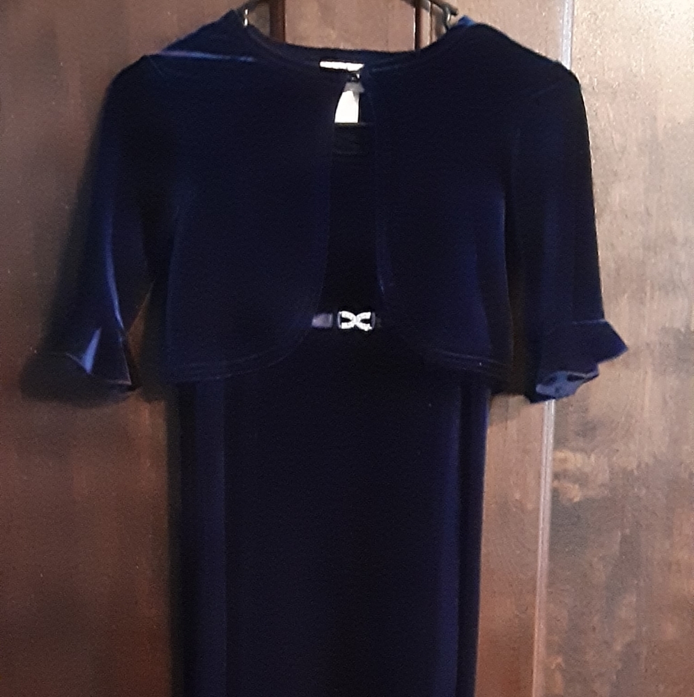 Rose Cottage: dark navy blue velour dress 2/ 25.00